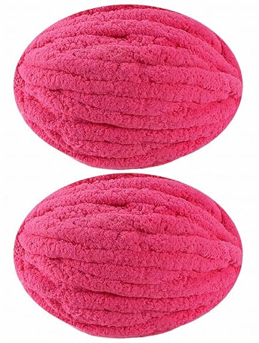 DISDADA Puffy Gomitoli Filato Grosso Ciniglia a Mano, Morbido di Filato Chunky Yarn per Uncinetto Filo, per Coperte Sciarpa Cappello (Polvere di Rosa, 2 x 250 g)