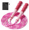 MUNSKT Corde à Sauter Jump Rope Sans Enchevêtrement Longueur Réglable de 2.8m Rose pour Enfants et Adultes