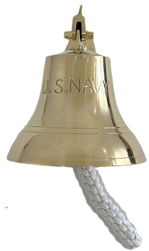 GLOBEDECOR Brass Navy Wall Bell, 8 Nautical Ship Decor with Lanyard