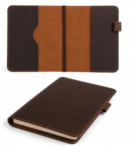 CestAntiQ Handgefertigter A5-Leder-Tagebucheinband, 22,9 x 15,2 cm | Vollnarbenleder, handgefertigt, passend für 14,61 x 21 cm A5-Notizbücher, Stiftschlaufe, kompatibel mit Leuchtturm1917 und