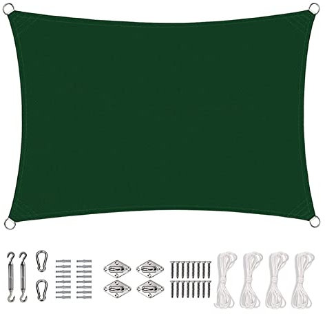 Tenda parasole da 2 m x 4 m, con kit di fissaggio, blocco UV, per esterni, giardino, prato, piscina e spiaggia