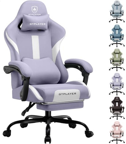 LUCKRACER Gaming Stuhl mit fußstütze Bürostuhl Ergonomisch mit verstellbare Lendenkissen, Kopfkissen Gaming Chair,Höhenverstellbarer Gamer Stuhl, 153 kg Belastbarkeit