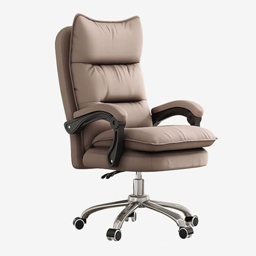 Ergonomic Big and Tall Home Office Chair with Wheels and Thick Back Support Height Adjustable Desk Chair for Adults Gaming Chair with Armrest and Footstool (Brown)