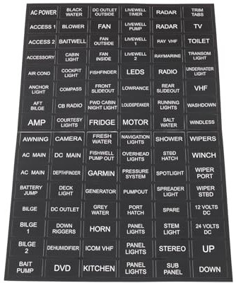 Briny River 96 Stück Schalter Label Aufkleber Boot Marine Elektrische Armaturenbrett Aufkleber 1,3x2,5 cm Vinyl