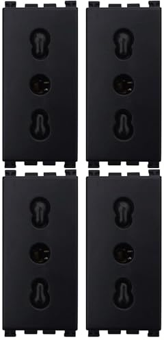 Di Tutto Per Tutti® - 4x Presa Bipasso Bivalente 2P+T 16A, Compatibile Con Vimar Arke, Nero