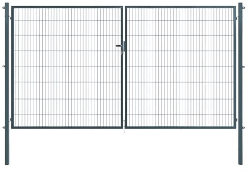 Doppeltor | extra breit, B400 x H160 cm | Anthrazit RAL 7016 | Doppelflügeltor inkl. Torpfosten & Schließzylinder | verzinkt & pulverbeschichtet | UV- und witterungsbeständig