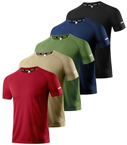 Boyzn 1, 3, 5 or 7er Pack Sport Tshirts Herren Kurzarm T-Shirts Funktionsshirt Laufshirt Schnelltrocknend Atmungsaktive Sport Shirt Sommer Fitnessshirt Trainingsshirt für Running Workout Bodybuilding