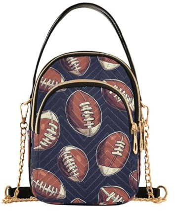 Mnsruu Modische Umhängetasche mit Rugby-American-Football-Motiv, klein, Leder, Blau