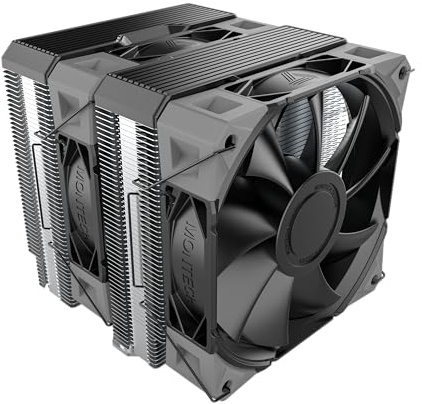 MONTECH NX600 Dual-Tower CPU Air Cooler con 6 heatpipe e copertura superiore premium | Ventola premium E28 PWM da 28 mm | Base in rame saldato | Dissipazione del calore superiore | Supporto per tutti