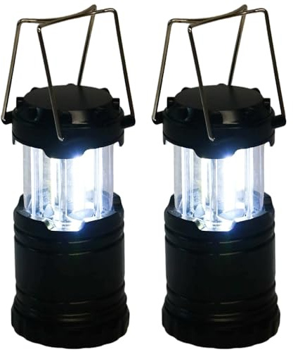 Ram® 2 x Portable Camping Lantern Battery Operated LED Camp Tent Hiking Emergency Outdoor Hanging Light with Foldable Hooks