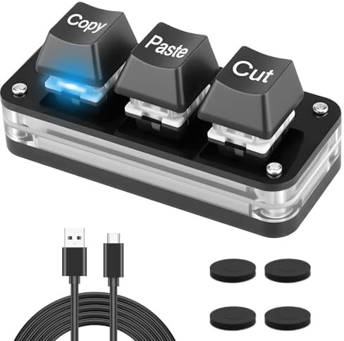 Velozym 3 Tasten Mini Tastatur, programmierbares USB-C Macro Pad RGB | Copy Paste Cut, Gaming, Büro, Tabellen und Kreative, Mechanischen Tasten und RGB-Beleuchtung, Windows 7/10/11 (Set für Mac)