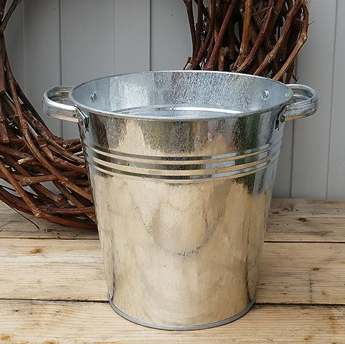 Zinkeimer - Kübel wasserdicht - 10 Liter für den Garten als Miniteich oder zum Bepflanzen mit 2 stabilen Griffen