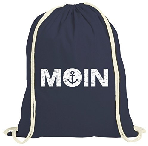 Geschenkidee Küsten Hamburg plattdeutsch norddeutsch Norden Cotton Gymsac Moin Anker, Größe: onesize,dunkelblau natur