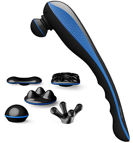 Wahl Massager Cordless Deep Tissue Massager, Cordless Massage, Adjustable Speed Settings, Percussion Massagers, Five Massaging Attachments, Release Muscle Knots, Improves Blood Circulation,Black/Blue