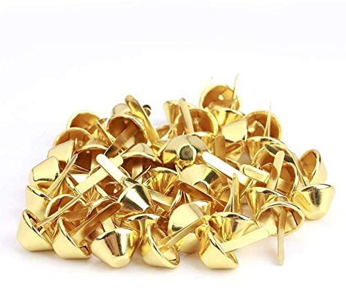 50Pcs Taschenfüsse, Bodennägel für Taschen Flache Pilz Spike Niet Taschenzubehör(15mm Gold)