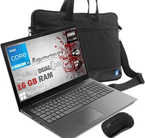Notebook Lenovo I5 V15 Portatile Display FHD da 15.6 Cpu I5 10 Core I5-1235G1 12Th Gen. 4,2Ghz /Ram 16Gb DDR4 /SSD M2 512GB/VGA INTEL UHD/Hdmi Dvd Wifi Bluetooth/Borsa Mouse/Windows 11 Pro