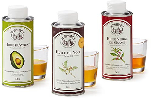 La Tourangelle - Lot de 3 Huiles Gourmandes : Huile Vierge de Sésame, Huile d'avocat, Huile de Noix - des Huiles de Qualité au Goût Intense pour Vos Recettes - 3 X 250ml