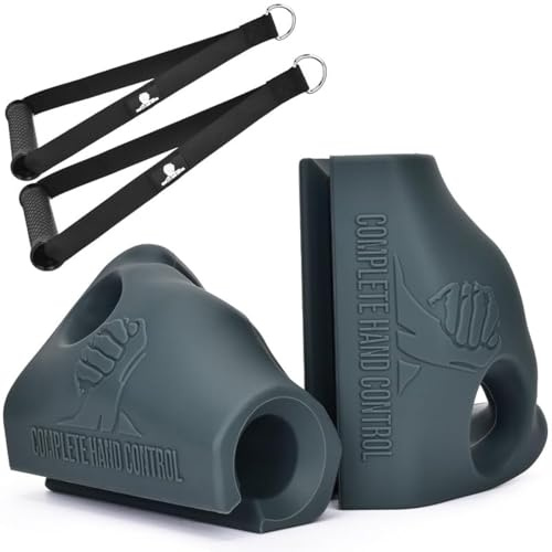 Complete Hand Control: Fat Grip Krafttrainer – Set mit 2 benutzerdefinierten Händen mit Premium-Griffen – Arm-Wrestling-Ausrüstung (grau)