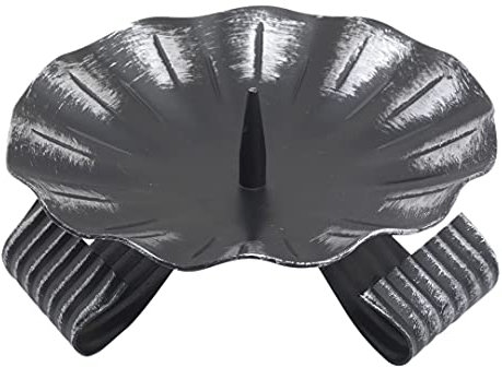 NKlaus Eisen-Dreifußleuchter schwarz Altarleuchter H: 12,5cm Kerzenhalter mit Dorn groß Linienstruktur 10742