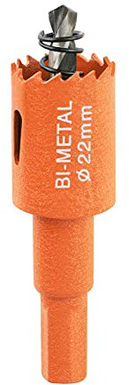 Meccion Lochsäge Bi-Metall, HSS, Schnelllochschneider mit Welle und Zentrierbohrer für Holz, Blech, Gipsplatten, weiches Metall, Kunststoff (22 mm)