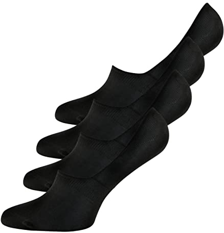 EWERS 4er-Pack Kinder-Sneaker-Socken - Kurze, unsichtbare Füßlinge mit Antirutsch-Bündchen für Mädchen und Jungen (4 Paar), No Show Socken, Schwarz, Größe 19-20