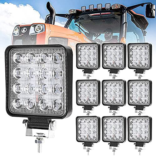 WELLIT LED Arbeitsscheinwerfer 10 X 48W Zusatzscheinwerfer 12V 24V Offroad Scheinwerfer Rückfahrscheinwerfer für Trecker KFZ Bagger