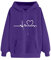 Briskorry Felpa da donna in tinta unita con cappuccio, a maniche lunghe, a forma di cuore, con stampa comoda, per il tempo libero, viola-3., L
