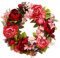 NZXVSE Künstlicher Pfingstrosen-Blumenkranz, 40,6 cm, rote Seidenblume, Türkranz, Frühlingssommer, grüne Blätter, für den Außenbereich, Hochzeit, Wand oder Fensterdekoration, 15.7 inch