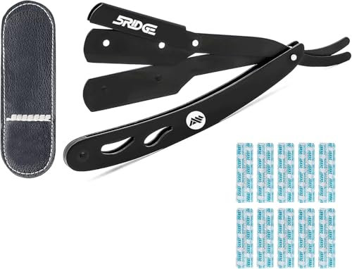 Rasiermesser Herren - Ustura Bartholomä Rasiermesser Mit Wechselklinge die Rasur und Bartpflege von Männern - Straight Razor Shavette Rasierer Mit 10 Rasierklingen - Inklusive Lederetui