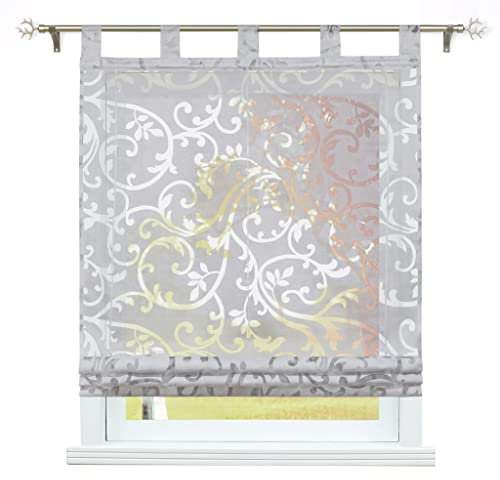 SCHOAL Raffrollo Ausbrenner Transparente Raffgardine mit Schlaufen Schlaufenrollo Gardinen Modern 1 Stück BxH 120x150cm Grau