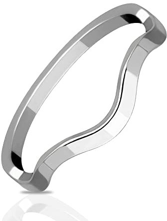 Treuheld® Gewellter Ring aus Edelstahl | Kombinierbar - Farbe: silber - Größe: 60