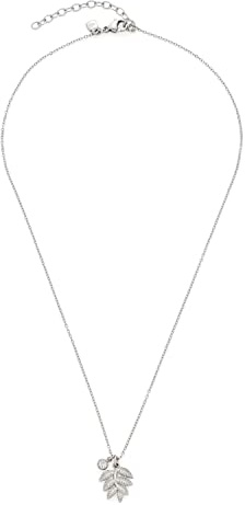 Leonardo Susa CIAO Halskette aus Edelstahl 1 Stück, kurze silberfarbene Halskette mit Blatt-Anhänger und Glaskristall, Modeschmuck für Damen, 022288
