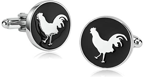 Whoiy Gemelos para Traje, Gemelos de Boda Redondos Gallo Redondo para Hombres Grabado Gratis con Joyero