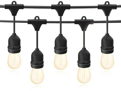 Mu 10M Lichterkette Außen, Outdoor Erweiterbar Auf 1000W, 10 Birnen S14 Led 2W (=15W) E27 Wetterfest Ip65, lichterkette außen strom Deko für Gartenparty Hochzeit Garten Hochzeit|10M, Schwarz