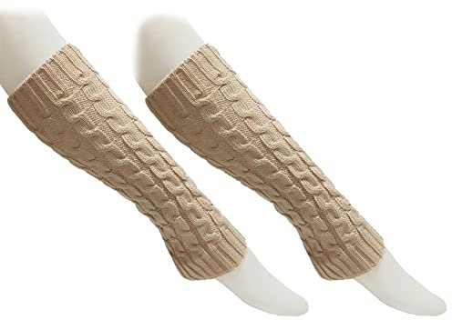 HshDUti Winter Warm Long Crochet Leg Warmers Knitted Knit Leggings Boot Socks Cover for Women Ladies Chunkys Cable Knit Leg Warmers Beige
