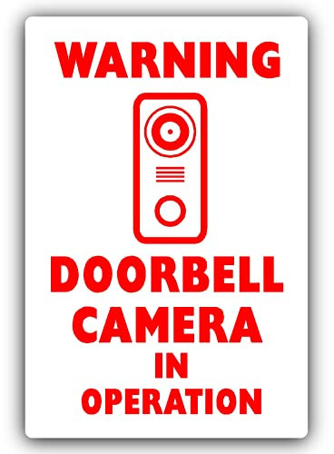 1 x CCTV Doorbell Camera Sticker Recording in Operation Sign Small 24hr Security Warning Vinyl Video Notice RED on WHITE Door Bell 90x60mm Portrait C14