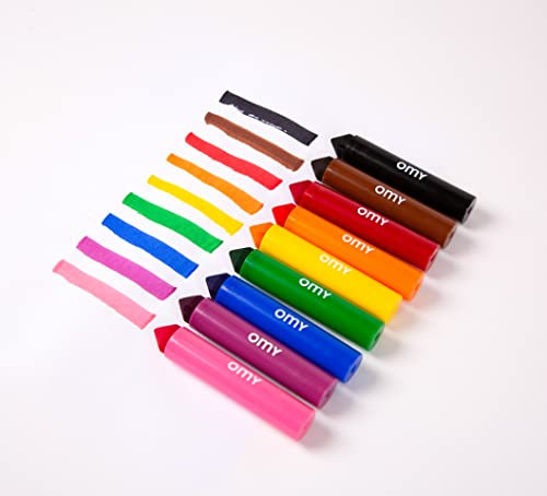 OMY Signature Jumbo-Filzmarker mit dicker Spitze, Box mit 9 hellen Farben, waschbare Tinte, die leicht mit Seife und Wasser entfernt werden kann