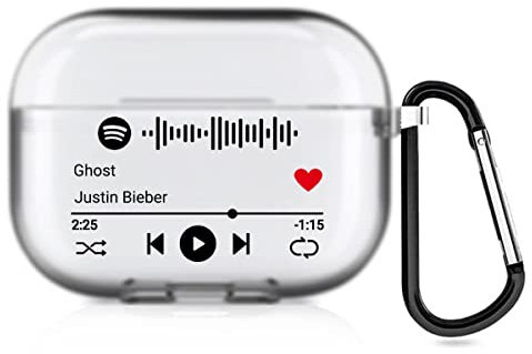 Custodia personalizzata per AirPods su 2 lati per Apple AirPods Pro, custodia in stile musicale con codice Spotify scansionabile e foto, custodia regalo personalizzata (semitrasparente)