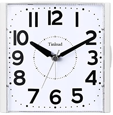 Tinload Analog Seniorenwecker mit Nachtlicht, 4.7 Zoll großes Zifferblatt, Tischuhr mit Schlummerfunktion, laut, ansteigendem 3-stufigem Glockenton, Batteriebetrieben