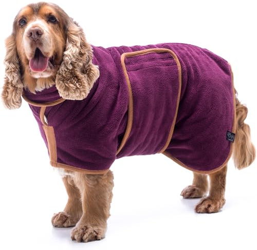 Lucky Paws® Peignoir Chien Super absorbante – Peignoir pour Chien à Double Couche Luxueuse – Serviette Ultra Douce – Séchez Votre toutou sans Effort en Quelques Minutes (M, Prune)