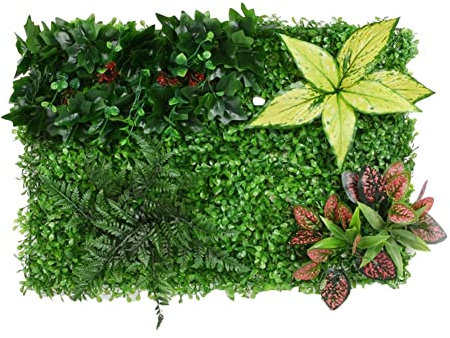 EHOTER Künstliche Hecken, Sichtschutz für den Garten, 60 x 40 cm, hochwertige künstliche Wandpaneele, Gartensichtschutz, Kunstpflanze, Wandhintergrund für Zuhause, Hinterhof-Dekoration (D)