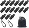 15 PCS Tent Clips, 2 PCS Carabiners, 1 Pc Storage Bag, Outdoor Sports Equipment, Camping Clips, Drying Rack, Waterproof Plastic Sunshade Clips for Tent Tarp Clips, Car Cover Clips (Black)