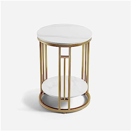 POCHY Tables Basses Table Basse Table d'appoint Ronde en Faux marbre Table Centrale en métal Table de Chevet Table de canapé de Luxe Table d'appoint Simple Table d'appoint Pratique Beau
