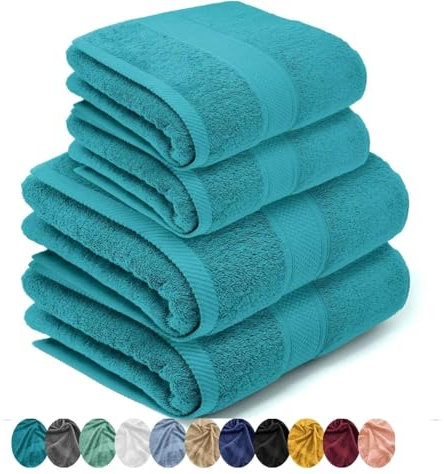 LEBENGOOD 4-teiliges Handtuch Set – 100% Baumwolle, Oeko-TEX® Zertifiziert – 2 Badetücher, 2 Handtücher, Extra weich, Saugfähig & Langlebig – Für Bad, Dusche & Gäste-WC