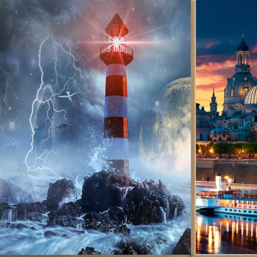 COALHO Cool Leuchtturm UV-blockierende Fensterfolie, Fantasy-Galaxie-Ozean-Thema, leuchtender Leuchtturm, Fensterschutz, statisch, dekorative Fensteraufkleber, 45 B x 60 L cm, 1 Stück