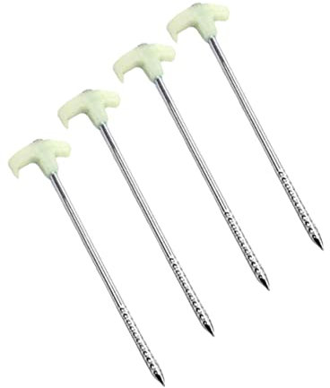 Kisangel 4 Stück Zeltstangen Für Familien Campingzubehör Fluoreszierende Zeltpflöcke Nicht Rostende Heringe Überdachungspfähle Für Den Außenbereich Planenpfähle Wind Seil Nagel Leuchtend