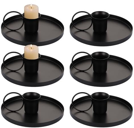 MUXHEL 6PCS Black Candle Holders, Metal Candlestick Holders with Handle, Retro Black Iron Taper Candle Holder for Dinner Wedding Party Halloween Decorations