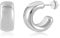 Silver 925 Earrings for Women, Large Chunky Stud Hypoallergenic Thick Stud Earring Wide Hoops Earring Chunky Half Hoop Earrings Jewelry Gift for Women Girls