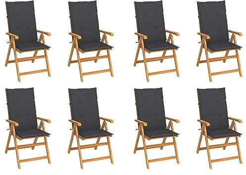 ARKEM Garten-Liegestühle mit Kissen 8 STK. Massivholz Teak Sonnenliegen Saunaliegen Wellnessliege