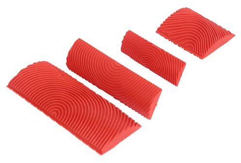 4 Pz Strumento Venatura, Decorazione Venature Legno, Spatola Effetto Legno di Gomma, rullo effetto legno, tampone venalegno, tampone effetto legno, venalegno 7,4/8,7/13/15 cm.